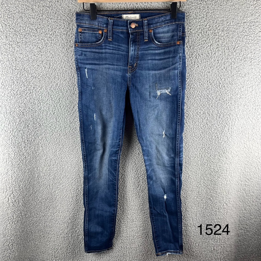 Madewell Size 28‎ Medium Wash 9” High-Rise Skinny Blue Distressed Jeans